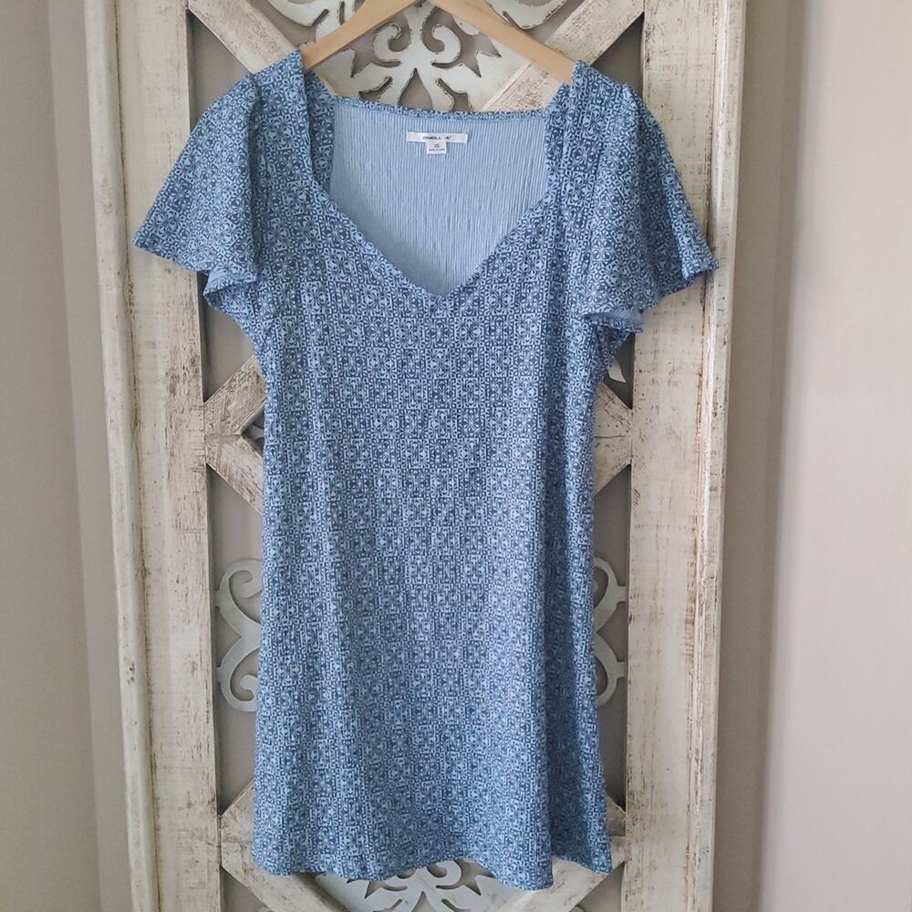 ONeill Bernice Flutter Sleeve Aline Mini Dress XS Caribbean Blue Casual Cottage